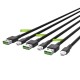 Rinkinys 3x kabelis Green Cell GC Ray Lightning 200cm z su baltu LED, greitas įkrovimas Apple 2.4A 