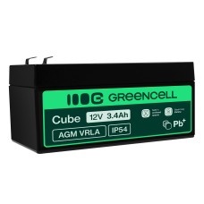 Green Cell AGM VRLA 12 V 3.4 Ah nereikalaujanti priežiūros baterija signalizacijos sistemai, kasos aparatui, žaislams