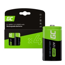 Green Cell baterija 4x D R20 HR20 Ni-MH 1.2V 8000mAh