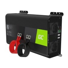 Green Cell galios keitiklis PRO nuo 12 V iki 230 V, 1000 W / 2000 W, gryna sinusoidė
