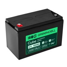 Greencell AGM VRLA 12 V 100 Ah nereikalaujantis priežiūros akumuliatorius UPS, svarstyklėms, kemperiams (332 x 175 x 220 mm)