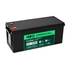 Greencell AGM VRLA 12 V 175 Ah nereikalaujantis priežiūros akumuliatorius valtims, fotovoltinėms sistemoms, saulės baterijoms (532 x 207 x 220 mm)
