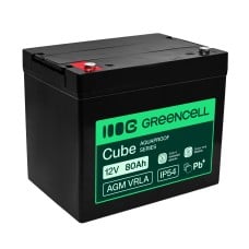 Greencell AGM VRLA 12 V 80 Ah nereikalaujantis priežiūros akumuliatorius UPS, svarstyklėms, kemperiams (260 x 168 x 216 mm)