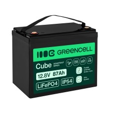 Greencell CUBE LiFePO4 Battery 87Ah 12.8V 1113.6Wh Lithium-Iron-Phosphate for Camper, Cleaning Devices, Camping
