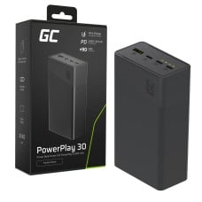 Greencell PowerPlay 30 - black powerbank with 30.000mAh, 22.5W, 4 ports