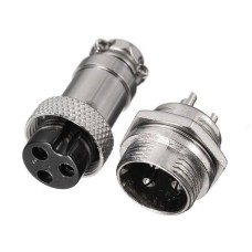 GX12 3-pin screw industrial connector - plug with socket