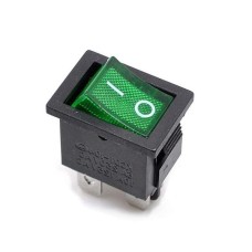 KCD1-4 Toggle Rocker Switch - Green - 15x21mm - ON/OFF Switch 250V - 4-pin