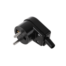 Plug with earthing contacts black angled WT-20S-2