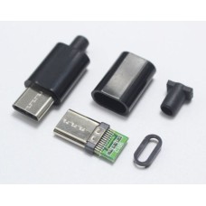 Lituojamas USB-C Kištukas su korpusu juodas