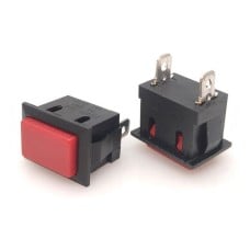 Momentinis mygtukas KCD1-101 2 kontaktų - 250V 6A - raudonas - monostabilus - RESET