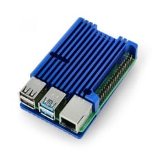 Raspberry Pi 4B aliumininis radiatorius - dėžutė mėlynos spalvos