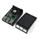 Raspberry Pi 4B juoda aliumininė dėžutė su ventiliatoriumi