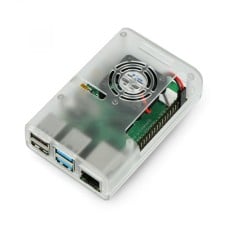 Raspberry Pi 4B korpusas su ventiliatoriumi - skaidrus