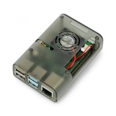 Raspberry Pi 4B korpusas su ventiliatoriumi - pilka