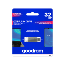 USB + USB-C 32GB Silver Flash Drive Goodram USB 3.2