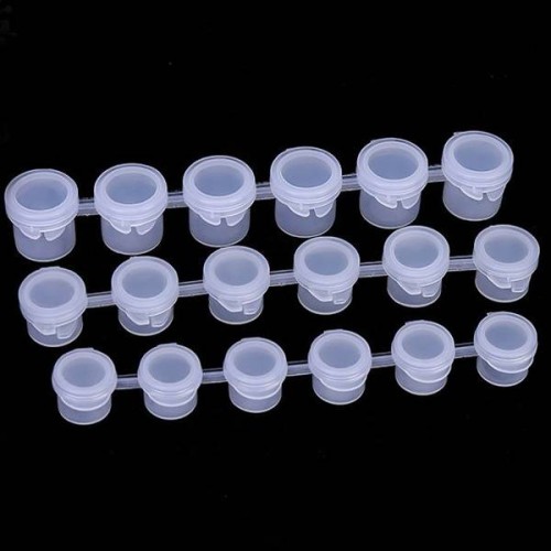 Plastic container 6x5ml with cubic zirconia, paints - combined, closed containers Plastic container 6x5ml with cubic zirconia, paints - combined, closed containers