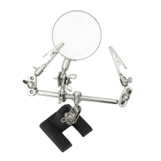 Third hand tool with magnifying glass