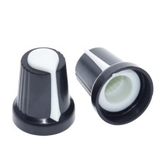 Potenciometro rankenėlė - velenas 6mm - aukštis 17mm - balta - 1 vnt