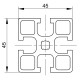 Profilis 45x45 lengvas - 1000mm