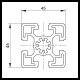 Aluminum profile 45x45mm - Light, Groove 10mm - 1000mm
