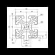 Aliuminio profilis 50x50mm - lengvas, griovelis 10mm - 1000mm