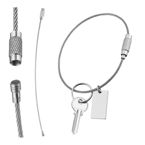 Keychain - silver - Pendant - Screwed steel keychain - 15cm Keychain - silver - Pendant - Screwed steel keychain - 15cm