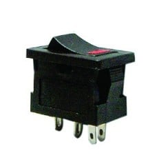 Rocker switch ON-OFF SPST 4P 6A 12VDC with red LED illumination