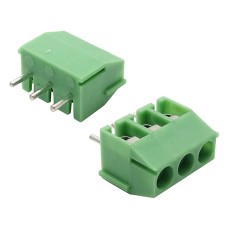 Solder contact block, 3 poles, pitch 3.5 mm, height 8.4 mm, green color
