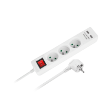 Rebel mains extension 3 sockets + 2 USB sockets with switch 1.5m