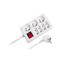 REBEL mains extension with switch 7 sockets 3m - 1.5mm