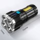 USB rechargeable flashlight - 200m - 4xLED SMD3030 - COB side light