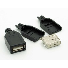 USB type A socket - with cover - cable-mounted - female