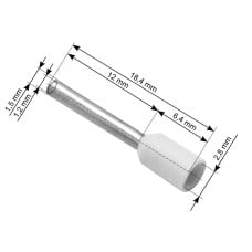 Tubular connectors 0.75/12 100 pcs - white