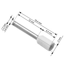Tubular connectors 1.0/12 100 pcs - white