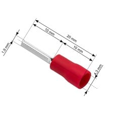 Vamzdelio formos jungtys 1.9/20mm 100vnt - raudona
