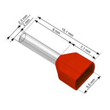 Vamzdelio formos jungtys 2x1.0/8 100vnt - raudona