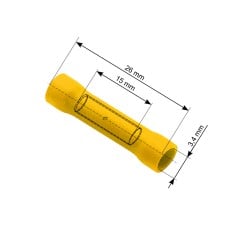 Vamzdelio formos jungtys 4.3/26mm 100vnt - geltona
