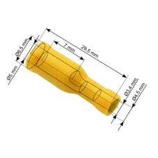 Tubular connectors 5.0/24.5mm 100pcs - yellow