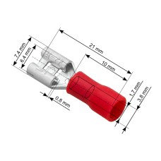 Tubular connectors 6.3/21 100 pcs - red