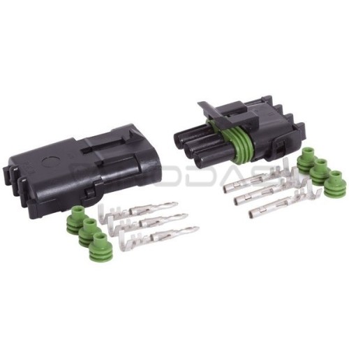 Weatherpack 3-pin connector set - plug + socket - hermetic connector  Weatherpack 3-pin connector set - plug + socket - hermetic connector