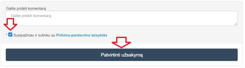 Užsakymo patvirtinimas